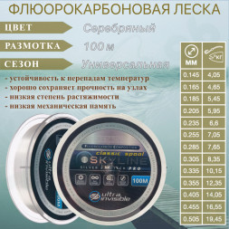 Леска SPRUT Skyline Fluorocarbon Composition EvoTech Classic Silver 0.305 100м