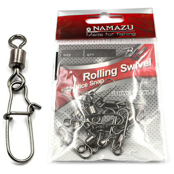 Вертлюг с застежкой Namazu ROLLING SWIVEL WITH NICE SNAP, цв. BN, р. 7, test-23 кг уп.10 шт