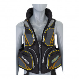 Жилет страховочный SJ61, чёрное золото, накладные карманы,  р-р L