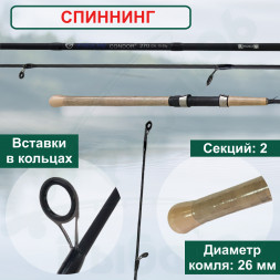 Спиннинг Condor Prion длина 2.70 м, тест 10-30 гр carbon IM6, штекер