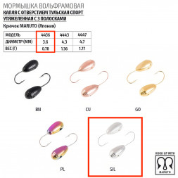 Мормышка вольфрамовая Spider Капля с отв. тульская спорт утяж. MW-SP-4436-SIL